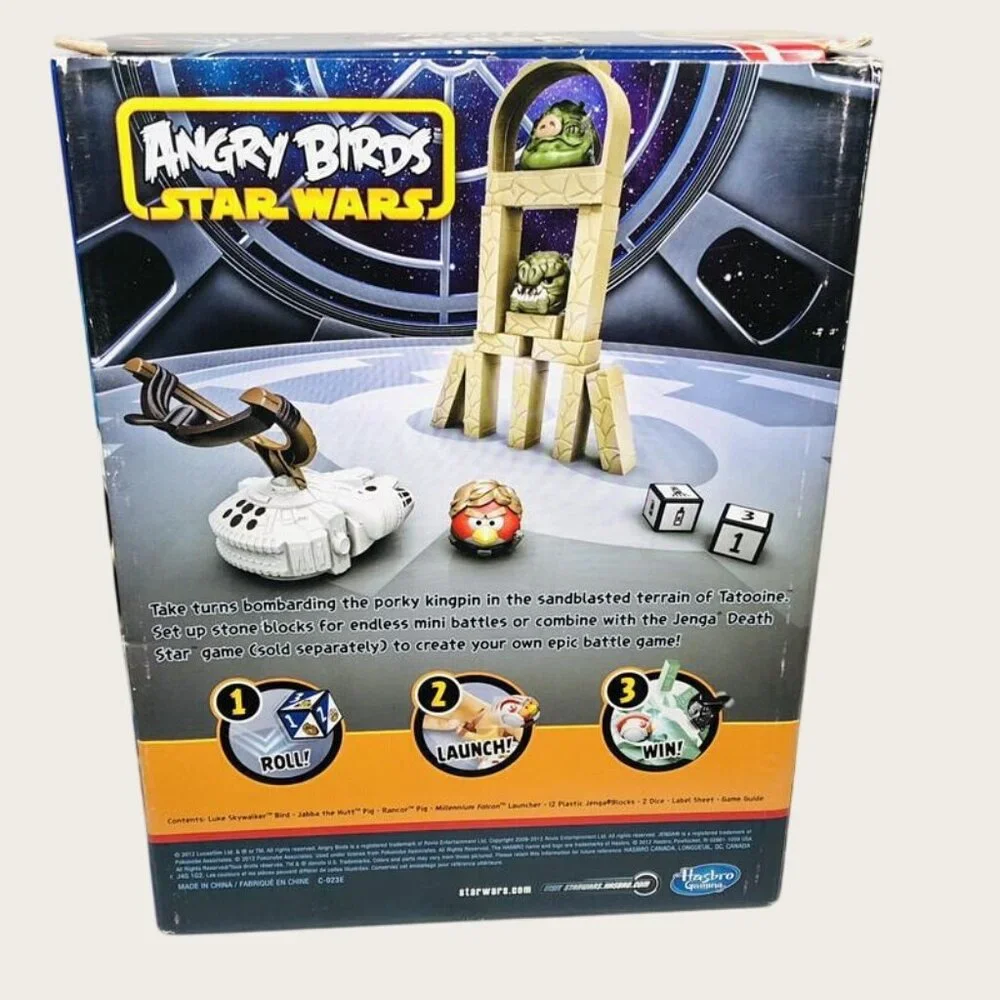 Angry Birds Star Wars Jenga Tatooine Battle Game Hasbro Sling Shot Works